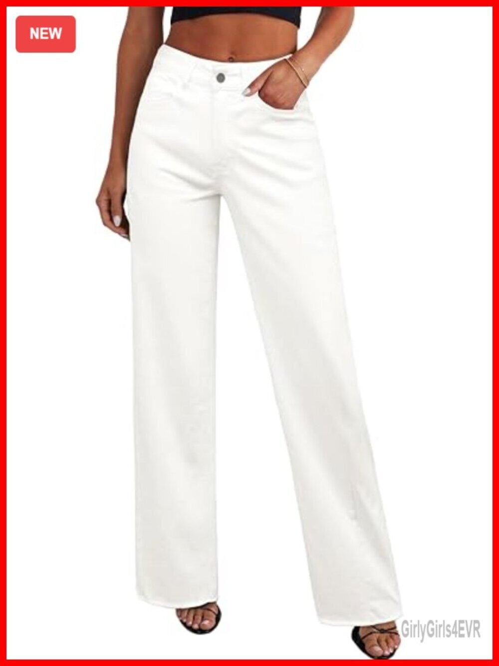 Wide Leg High Waisted Baggy Raw Hem Denim Palazzo Pants Stretchy